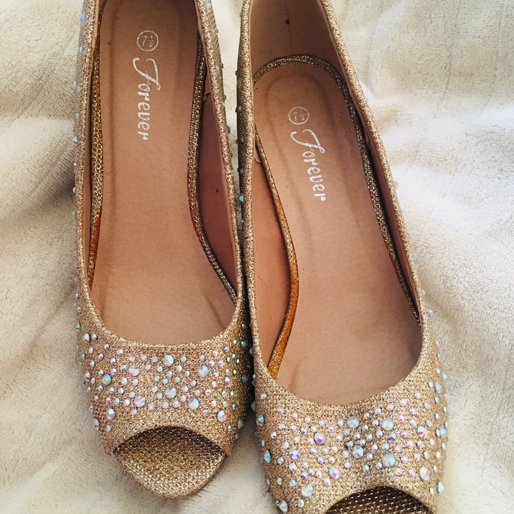 Sparkly Gold Wedge Shoe